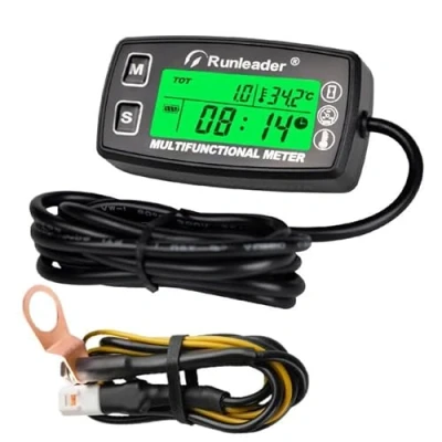 Abbildung von Runleader Digitaler Drehzahlmesser,Motortemperaturanzeige,Alarm RPM und Temp,Hintergrundbeleuchtung für Rasentraktor Kompressor Generator Schneemobil Marine Jet Ski Pit Bike
