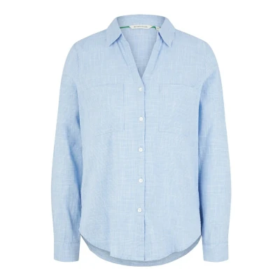 Abbildung von TOM TAILOR Damen Hemdbluse mit Brusttaschen, 22758 Dreamy Blue, 34