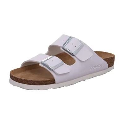 Abbildung von Rohde Damen, Frauen, Klassische Sandalen, Sandalen,Pantoletten,Sommerschuhe,Hausschuhe,Kork fußbett,Weiss,42 EU / 8 UK