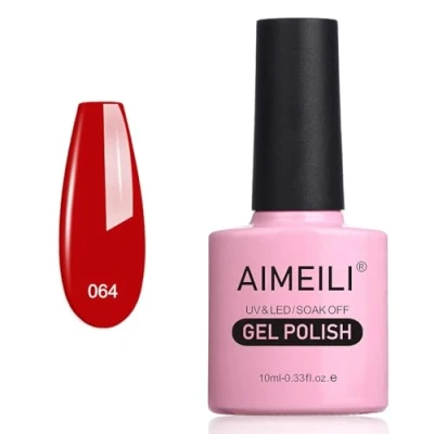Abbildung von AIMEILI UV LED Gellack ablösbarer Gel Nagellack rot Polish Pillar Box Red (064) 10ml