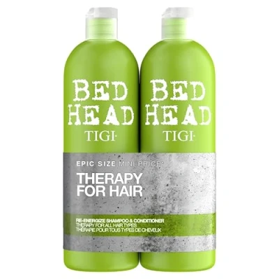 Abbildung von Bed Head by TIGI Re Energise Shampoo und Conditioner Set Professionelle Haarpflege, tief reinigend pflegend Für alle Haartypen 2 x 750 ml