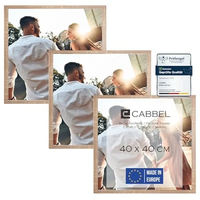 Abbildung von CABBEL Dreierpack (3 STK.) Bilderrahmen 40x40 cm MDF Holz Rahmen in Mokka mit bruchsicherem Plexi Glas/Modern