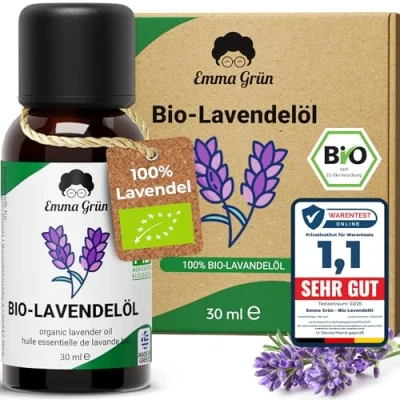 Abbildung von Emma Grün® Bio Lavendelöl Ätherisches Öl [100% Naturrein] Zertifiziertes Lebensmittel zum Einnehmen Lavendel Lavender Essential Oil 30ml Ätherische Öle Naturrein