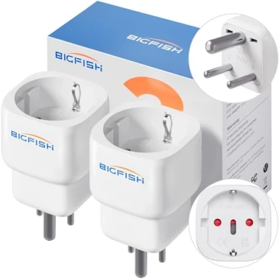 Abbildung von Bigfish Reiseadapter Typ D 2 Pack, Indien, Sri Lanka (teilweise), Adapter für EU zu Indien/Nepal/Sri Weiß