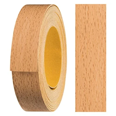Abbildung von haggiy Melaminkanten Band selbstklebend 18mm x 5m I Kantenband Möbelkantenband Sicherer Halt ohne Bügeln Kantenumleimer Furnier für Regalbretter/Holzplatten (Samerberg Buche)