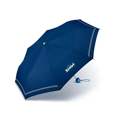 Abbildung von Scout Kinder Regenschirm Taschenschirm Schultaschenschirm mit Reflektorstreifen extra leicht (Blau)