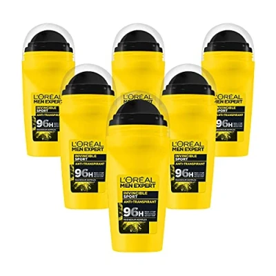 Abbildung von L&#039;Oréal Men Expert Kompaktes Deo für Männer, Langanhaltender Deoroller gegen Schweiß mit 96 Stunden Wirkung, Invincible Sport, 6 x 50 ml