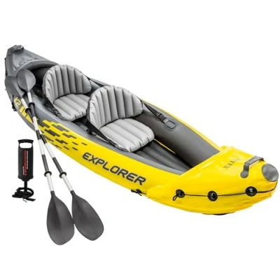Abbildung von Intex Schlauchboot Aufblasbares Kajak Boot Explorer K2 Phthalates Free Inkl. 84 Paddel und Luftpumpe, 312 X 91 51 cm, 68307np