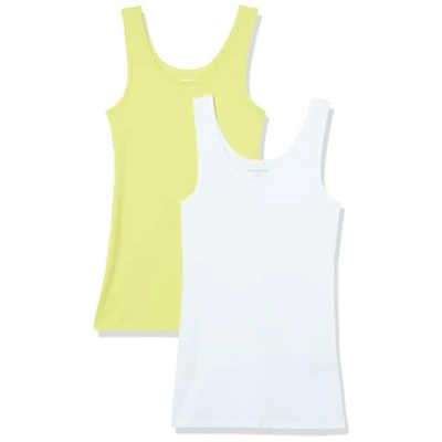 Abbildung von Amazon Essentials Damen Tanktop, Schmale Passform, 2er Pack, Gelb/Weiß, L