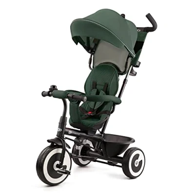 Abbildung von Kinderkraft ASTON Dreirad ab 9 Monate bis 25 kg, Kinderdreirad mit schubstange, drehbarer Sitz Vorwärts und Rückwärtsfahrt, ausklappbarem Verdeck sonnenschutz, Getränkehalter korb im set, Grün