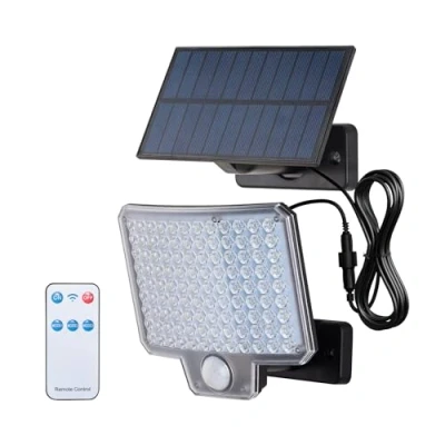 Abbildung von GRIFEMA Solarlampen für Außen mit Fernbedienung, Außenlampe Bewegungsmelder, IP65 Wasserdichte Solarleuchte 5m Kabel Garten, Garage, Terrasse, Hof, Haustüren, Schwarz