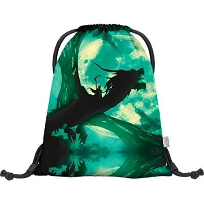 Abbildung von Baagl Turnbeutel für Jungen, Wasserdichte Schuhbeutel Kinder, Schule und Kindergarten Sportbeutel Junge, Sportrucksack, Gymsack (Drache)