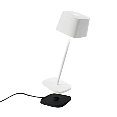 Abbildung von Zafferano LD0870B3 Ofelia Pro Kabellose LED Tischleuchte aus Aluminium, dimmbar, IP65 Schutz, Indoor/Outdoor Benutzung, EU Stecker (Energieklasse A+++), Weiß, Höhe: 29 cm
