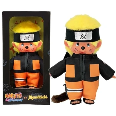 Abbildung von BANDAI Monchhichi Kuscheltier Naruto Shippuden Ikonisches Affenkuscheltier der 80er Jahre Superweiches 20 cm für Kinder Spielzeug ab 2 Jahren SE241088