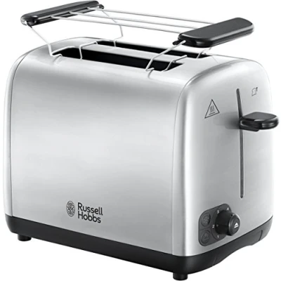 Abbildung von Russell Hobbs Toaster [für 2 Scheiben] Adventure Edelstahl (extra breite Toastschlitze, inkl. Brötchenaufsatz, 6 Bräunungsstufen + Auftau &amp; Aufwärmfunktion, Lift Look Funktion, 850W) 24080 56