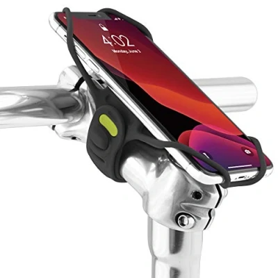 Abbildung von Bone Handyhalterung Fahrrad für Vorbau Befestigung, Stoßdämpfer Handyhalter Staße Renn und Tourenrad, Smartphone 4,7 7,2 Zoll iPhone Samsung Bike Tie Pro 3 Schwarz