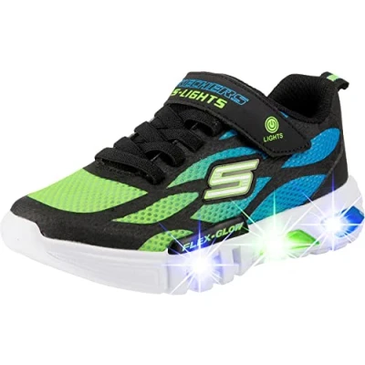 Abbildung von Skechers Jungen Flex glow Dezlom Sneaker, Black Synthetic Textile Blue Lime Trim, 33 EU