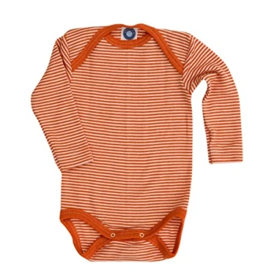 Abbildung von Cosilana, Baby Body Langarm, 70% Wolle, 30% Seide (Orange/Natur, 50 56)