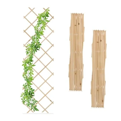 Abbildung von Relaxdays Rankgitter ausziehbar, 3er Set, Rankhilfe Kletterpflanzen, 180x60 cm, Garten, Balkon &amp; Terrasse, Holz, Natur, 180x60cm
