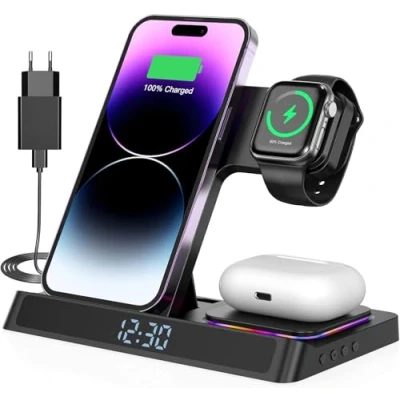 Abbildung von 4 in 1 ladestation für iPhone und Watch Kabelloses Ladegerät 15W Faltbarer Induktive Wireless Charger 16 15 14 13 12 11 Pro SE X XS XR &amp; 9 8 7 6 5 3 2 Air Pods
