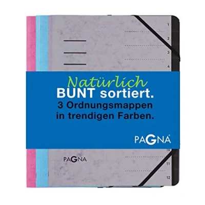 Abbildung von Pagna Ordnungsmappenset 12 Fächer Trend sortiert, Set mit 3 Stück, hellblau, hellgrau , dunkelrosa