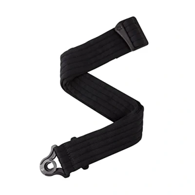 Abbildung von D&#039;Addario Accessories Auto Lock Gitarrengurt mit Verschluss Locking Guitar Strap Schwarz gestreift, Gepolstert
