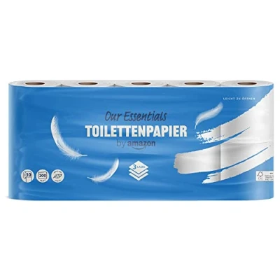 Abbildung von by Amazon Toilettenpapier, 3 lagig, 10 Rollen (10 Rollen, 1 er Pack) 200 Blätter pro Rolle, FSC Zertifiziert