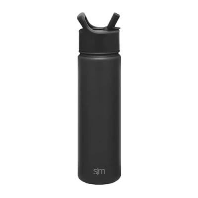 Abbildung von Simple Modern Trinkflasche mit Strohhalm Wasserflasche Edelstahl Isolierte für den Sport Fitnessstudio Summit 650ml Midnight Black