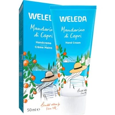 Abbildung von WELEDA Bio Mandarino di Capri Handcreme vegan Naturkosmetik Handpflege Creme pflegt Hände weich und geschmeidig. Natürliche Pflegecreme mit Mandarine/Rosmarin Duft für trockene (1x 50ml)