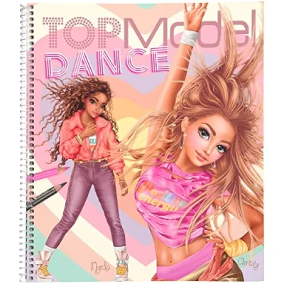 Abbildung von Depesche 12227 TOPModel Dance Malbuch mit 30 Seiten zum Gestalten von Model Motiven und Outfits, Malheft Stickerbogen, Schablonen uvm, Kinder ab 6 Jahren
