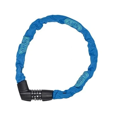 Abbildung von ABUS Kettenschloss Tresor 1385/75 Neon Zahlenschloss aus gehärtetem Stahl 6 mm starke Vierkantkette Sicherheitslevel 75 cm Blau