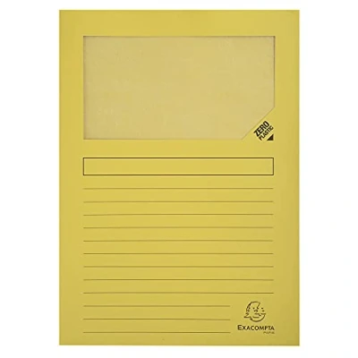 Abbildung von Exacompta 50109E Fenstermappen Packung, 100 Stück, mit Organisationsdruck aus Recycling Karton 120 g, forever, Din A4, gelb