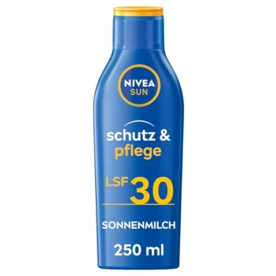 Abbildung von NIVEA SUN Schutz &amp; Pflege Sonnenmilch LSF 30 (250 ml), Sonnencreme für 48h Feuchtigkeit, sofortiger Sonnenschutz vor UVA /UVB Strahlen