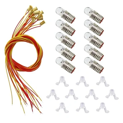 Abbildung von Evemodel 10Stk. Beleuchtungssockel komplett klein Leuchtmittel Halterung led Birne lampen warm weiß E5 E5.5 H0 12 14v