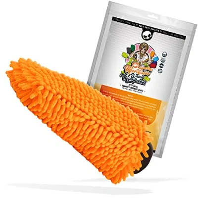 Abbildung von Nuke Guys XL Chenille Waschhandschuh Auto Wasch Handschuh aus Ultra sanften Mikrofasern Microfiber Wash Mitt Für eine fusselfreie und kratzerfreie Autowäsche Orange