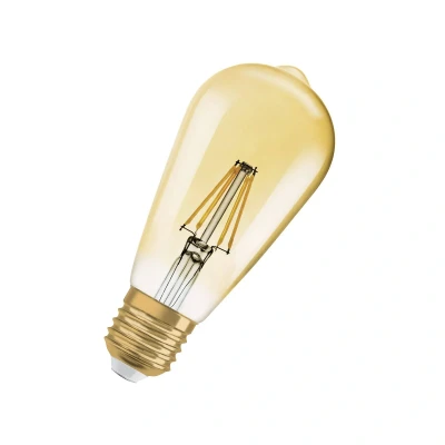 Abbildung von OSRAM Vintage 1906 Goldene Filament LED Lampe aus Glas in Edison Form, Sockel E27, 725 Lumen, 55W Ersatz, warmweiß (2400K), dimmbar