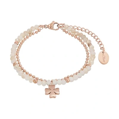 Abbildung von s.Oliver Armband Edelstahl Damen Armschmuck, mit Glas, 16+4 cm, Weiß, Kleeblatt, Kommt in Schmuck Geschenk Box, 2018361
