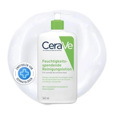 Abbildung von CeraVe Feuchtigkeitsspendende Reinigungslotion Für Gesicht und Körper, Sanft reinigend ohne Schaum, normale bis trockene Haut, Mit Hyaluron 3 essenziellen Ceramiden, 562 ml