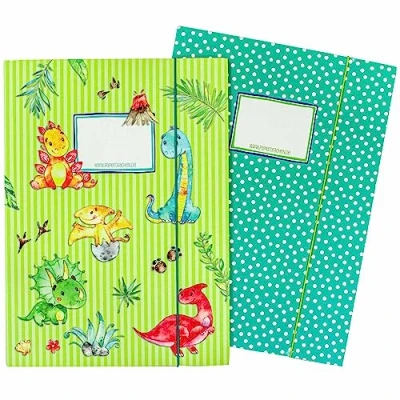 Abbildung von Papierdrachen 2 hochwertige Schulmappen für Kinder DIN A4 Motiv Dino Postmappe Grundschüler Heftsammler Sammelhefter Set Nummer 4