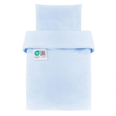 Abbildung von MAKIAN Baby Bettwäsche Set 80x80 cm / 35x40 2 teilige Kinderbettwäsche aus 100% Baumwolle (Oeko TEX® Standard 100 geprüft) Passend für Babybett, Stubenwagen, Kinderwagen Blau