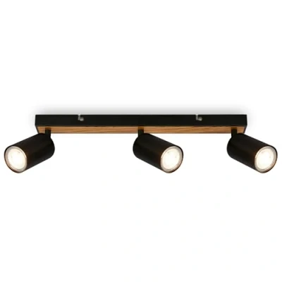Abbildung von BRILONER Deckenlampe schwenkbar, GU10 Fassung, max. 9 W, Deckenleuchte, Lampe, Wohnzimmerlampe, Schlafzimmerlampe, Küchenlampe, Deckenstrahler, Deckenbeleuchtung, 44 cm, Schwarz Holz