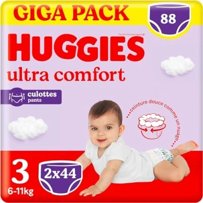 Abbildung von Huggies Ultra Comfort Windelhöschen, Größe 3 (6 11 kg), Packung mit 88 Windelhöschen