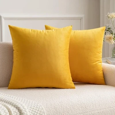 Abbildung von MIULEE 2er Pack Samt Kissenbezug Kissenhülle Dekorative Dekokissen Sofakissen Lendenkissen Wurfkissenbezug Orangegelb,45x45 cm