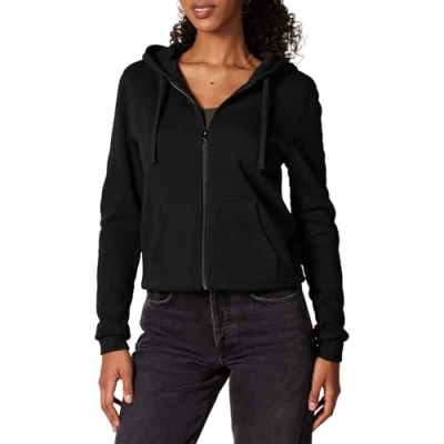 Abbildung von Amazon Essentials Damen Hoodie mit Langem Reißverschluss aus French Terry Fleece (Erhältlich in Übergröße), Schwarz, XL