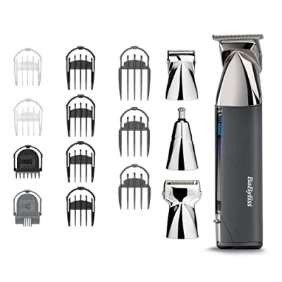 Abbildung von BaByliss Super X Metal 15 in 1 Multi Trimmer mit 4 magnetischen Aufsätzen und Ladestation, Haarschneider, Trimmer, Rasierer Nasenhaarschneider einem, akkubetrieben, MT996E
