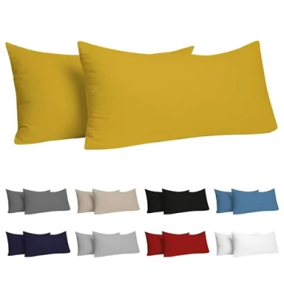 Abbildung von Dreamzie Kissenbezug 40x70 (Set mit 2) 100% Jersey Baumwolle 150 g/qm Kissenbezüge Gelb Für Kissen cm Kissenhülle Resistent und Hypoallergen