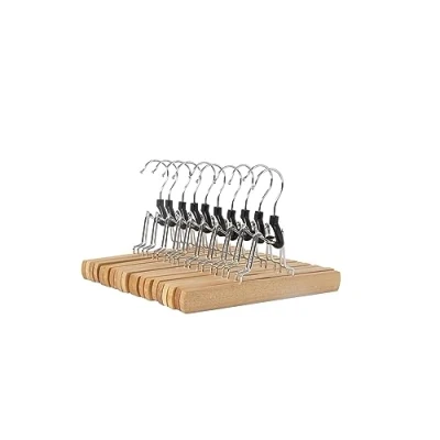 Abbildung von Amazon Basics Holzkleiderbügel für Hosen, Natur, 10er Pack, Natural, 25x16.5 cm