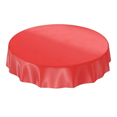 Abbildung von Wachstuchtischdecke Wachstuch abwaschbare Tischdecke Uni Glanz Einfarbig Rot Schnittkante Rund 140cm