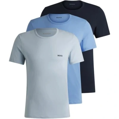 Abbildung von BOSS Classic 3 PACK Nachtwäsche Shirt, Herren, Größe: Large, Blue/light blue/dark blue