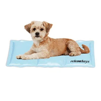 Abbildung von Relaxdays Kühlmatte Hund, 20 x 35 cm, selbstkühlende Hundematte, Gel, abwischbar, Kühlunterlage für Haustiere, hellblau